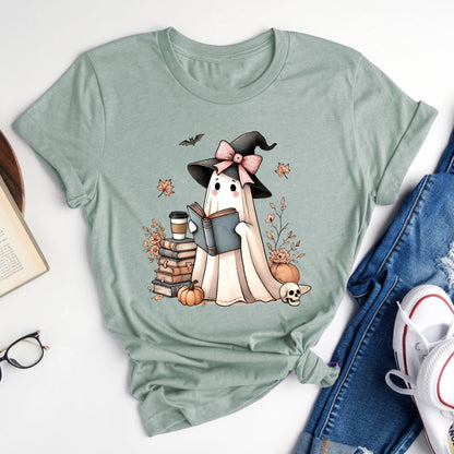 Ghost Reader Cute Halloween T-Shirt