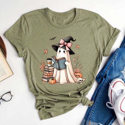 Ghost Reader Cute Halloween T-Shirt