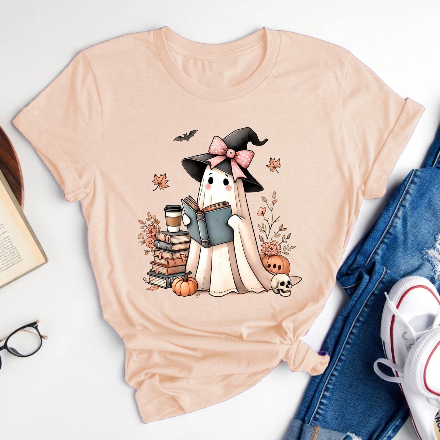 Ghost Reader Cute Halloween T-Shirt