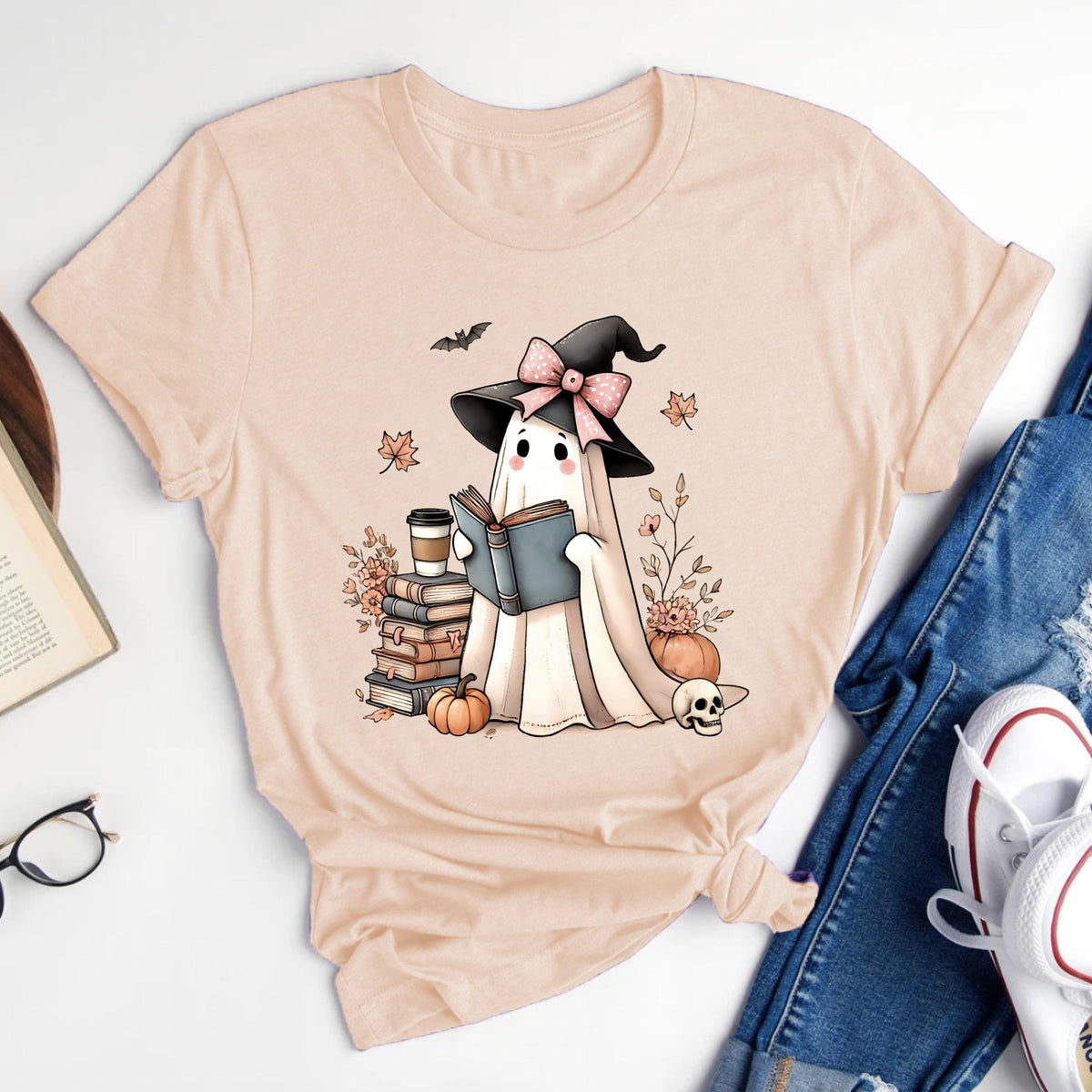 Ghost Reader Cute Halloween T-Shirt