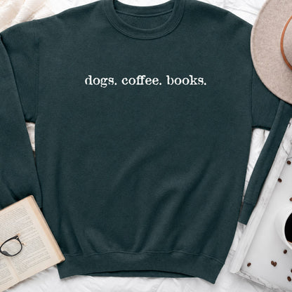 Dogs Coffee Books Sweatshirt or Hoodie, Cozy Dog Lover Crewneck
