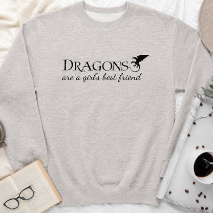Dragons Are a Girl's Best Friend Sweatshirt or Hoodie, Fantasy Reader Crewneck