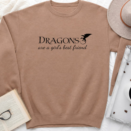 Dragons Are a Girl's Best Friend Sweatshirt or Hoodie, Fantasy Reader Crewneck