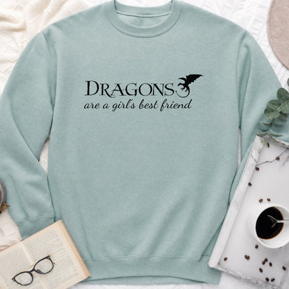 Dragons Are a Girl's Best Friend Sweatshirt or Hoodie, Fantasy Reader Crewneck