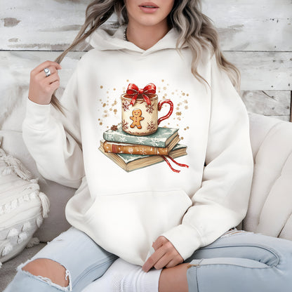 Gingerbread Cocoa Book Stack – Christmas Sweatshirt