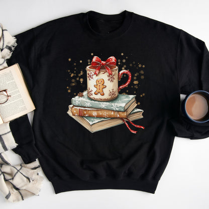 Gingerbread Cocoa Book Stack – Christmas Sweatshirt