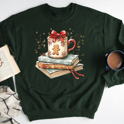 Gingerbread Cocoa Book Stack – Christmas Sweatshirt