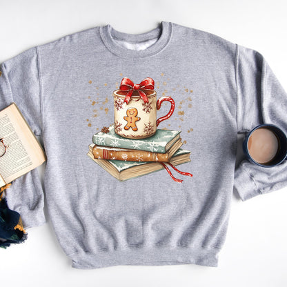 Gingerbread Cocoa Book Stack – Christmas Sweatshirt