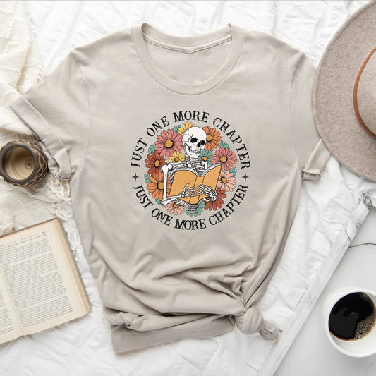 Just One More Chapter Skeleton Bookish Tee