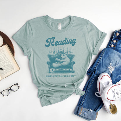 Reading Makes me Less Murdery Posh Cat Book T-Shirt