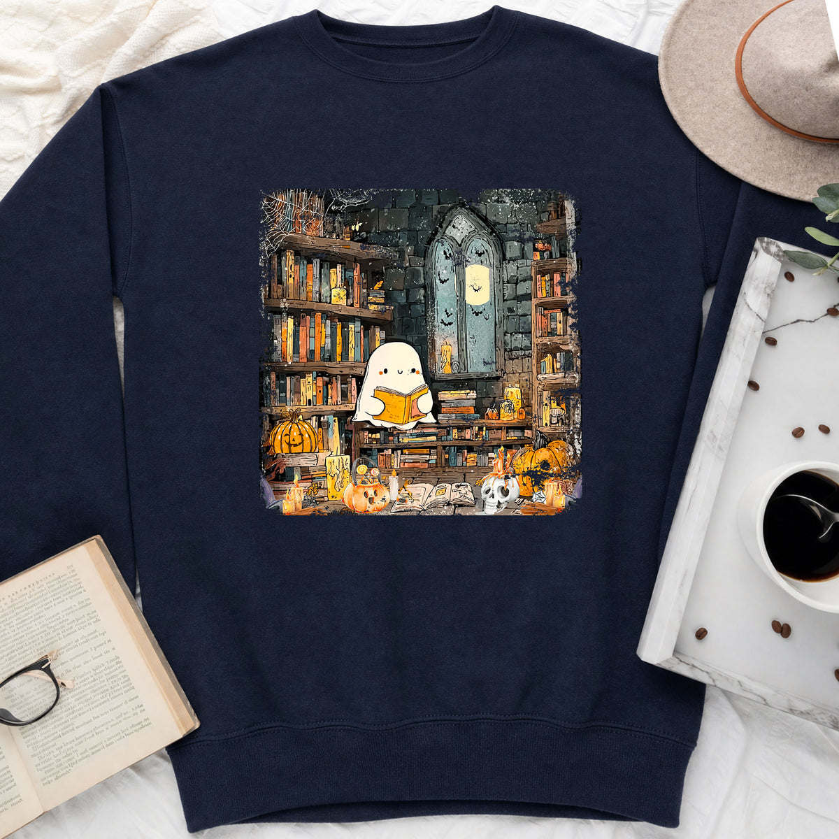 Haunted Library Fall Book Sweatshirt