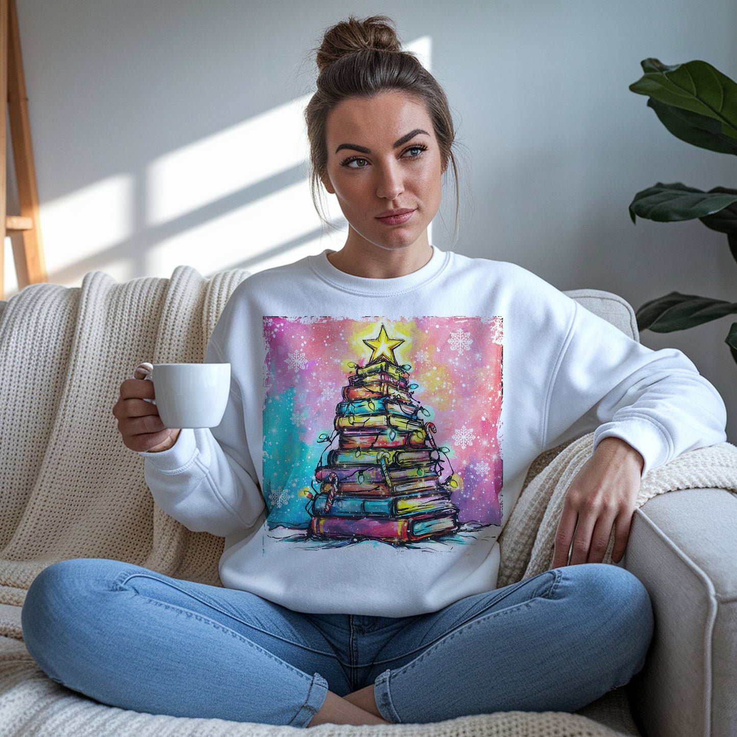 Neon Book Tree – Christmas Sweatshirt