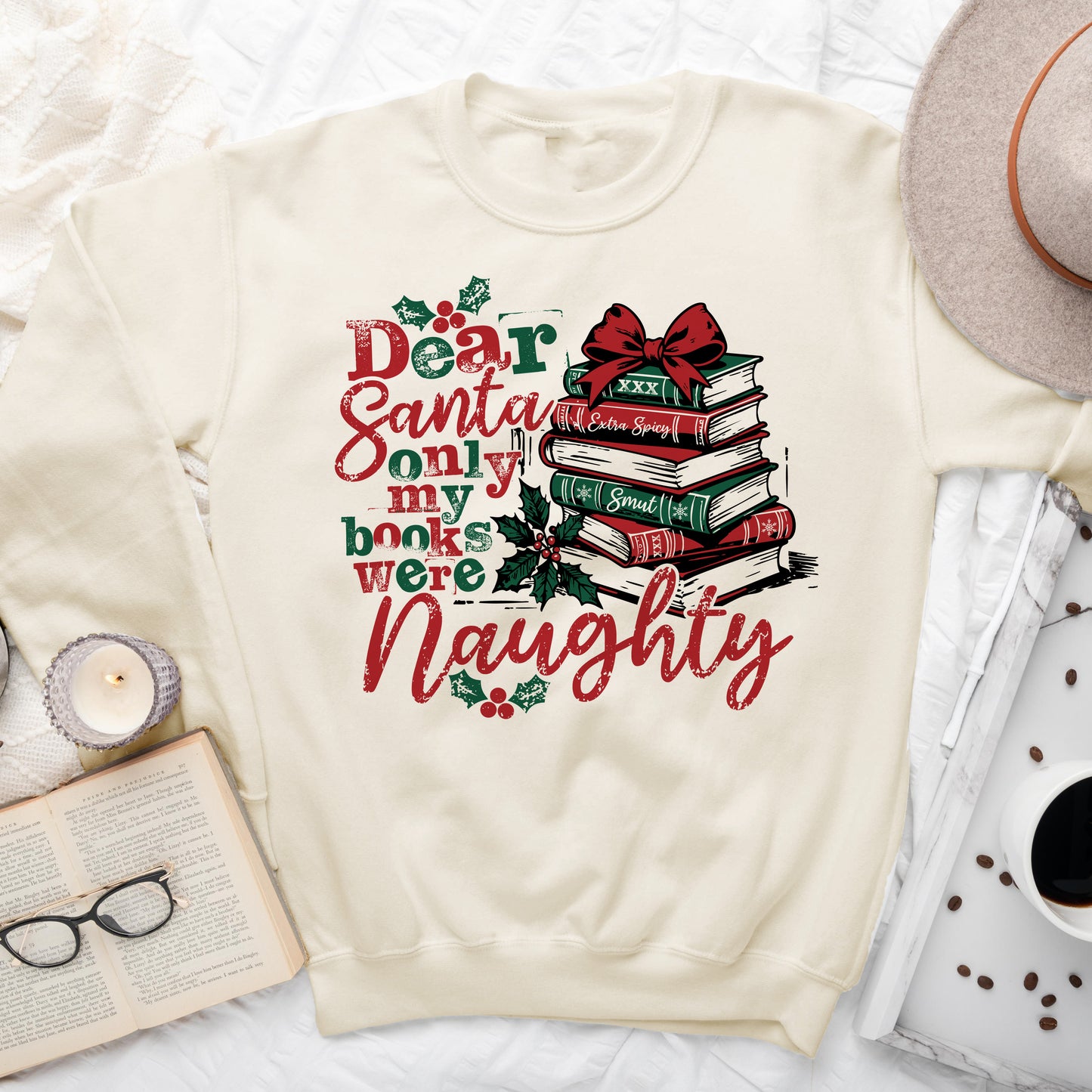 Only My Books Were Naughty | Book Lover Christmas Sweatshirt