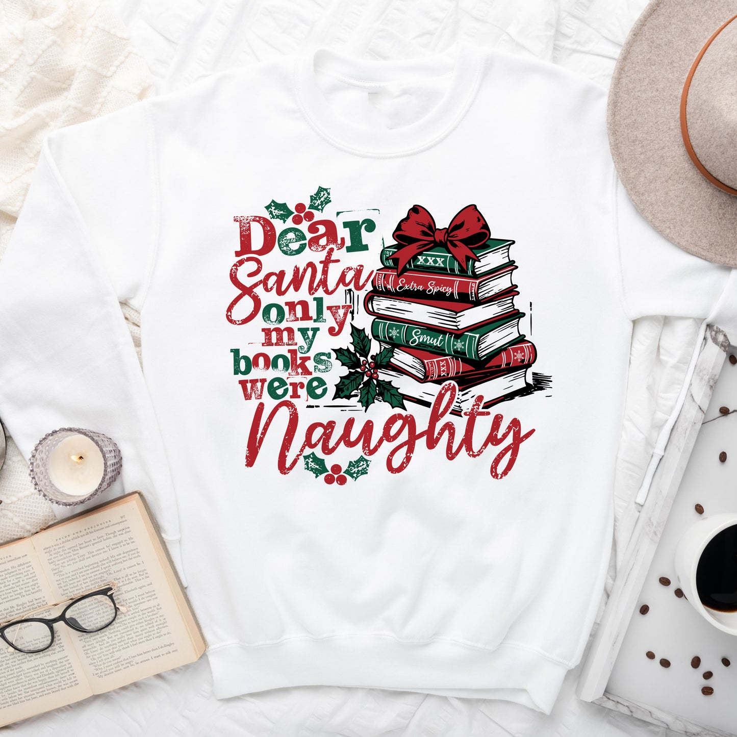 Only My Books Were Naughty | Book Lover Christmas Sweatshirt