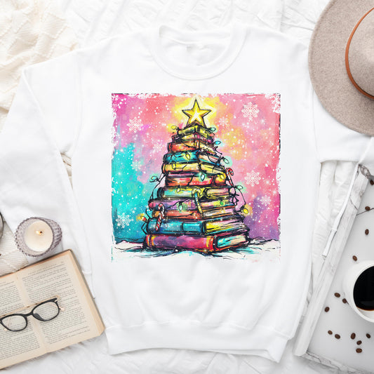 Neon Book Tree – Christmas Sweatshirt