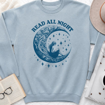 Read All Night Moon Sweatshirt or Hoodie, Celestial Book Lover Crewneck