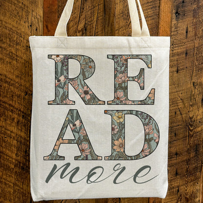 Read More Tote Bag – Floral Book Lover Canvas Tote