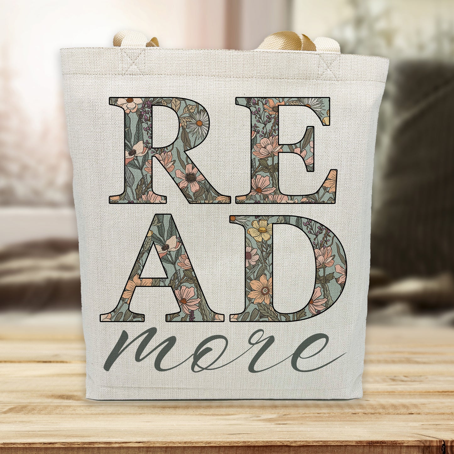 Read More Tote Bag – Floral Book Lover Canvas Tote