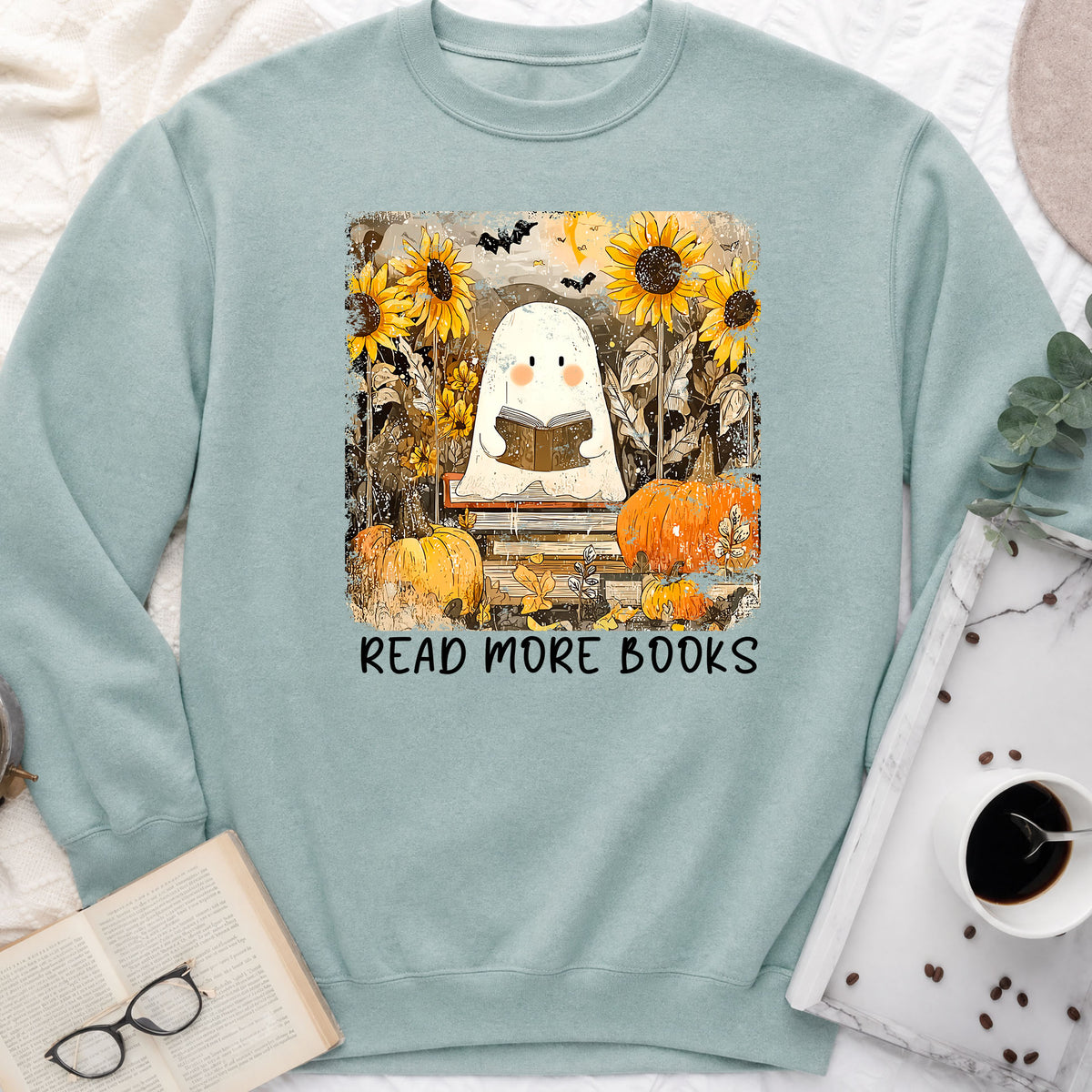 Read More Books Ghost & Sunflowers Crewneck Sweatshirt