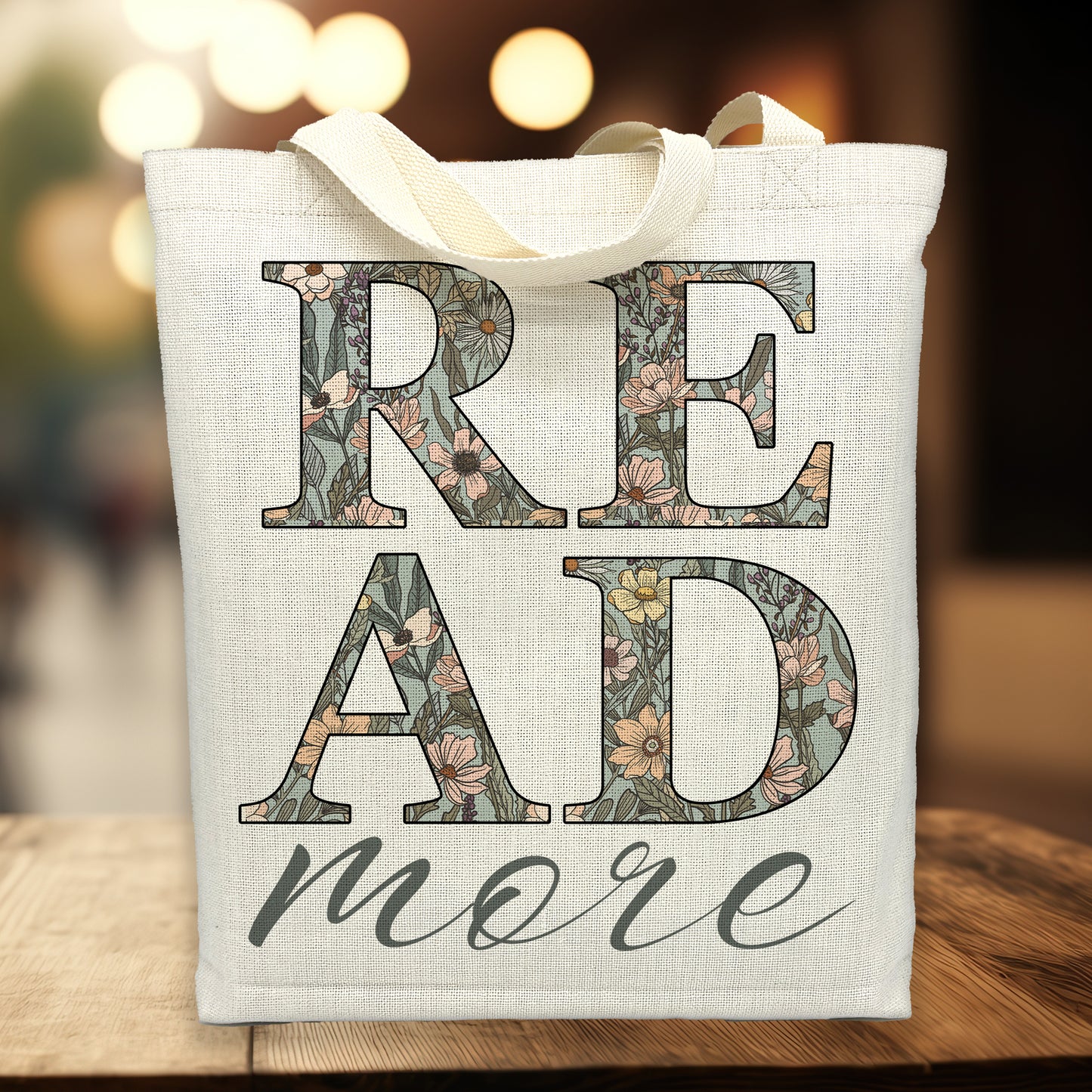 Read More Tote Bag – Floral Book Lover Canvas Tote