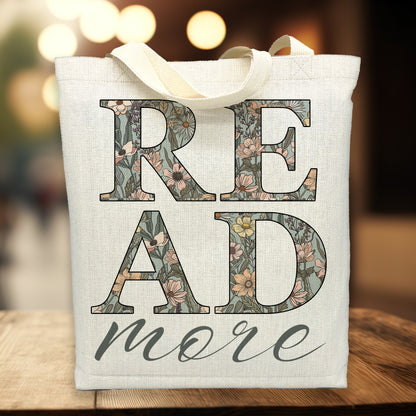 Read More Tote Bag – Floral Book Lover Canvas Tote