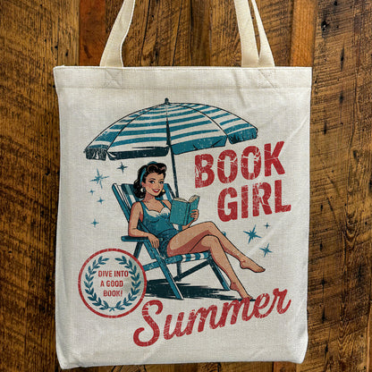 Book Girl Summer Tote Bag – Vintage Reading Beach Tote