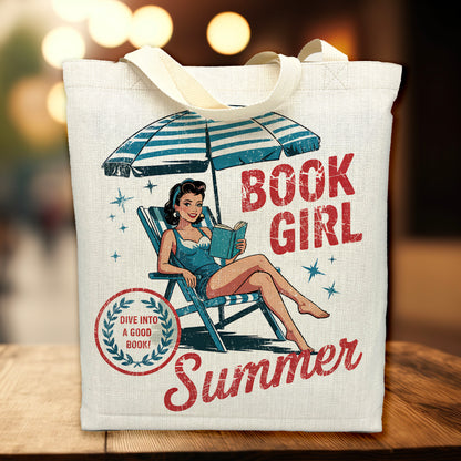 Book Girl Summer Tote Bag – Vintage Reading Beach Tote