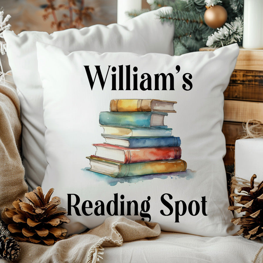 Personalized Reading Spot Pillow – Custom Book Lover Gift with Name