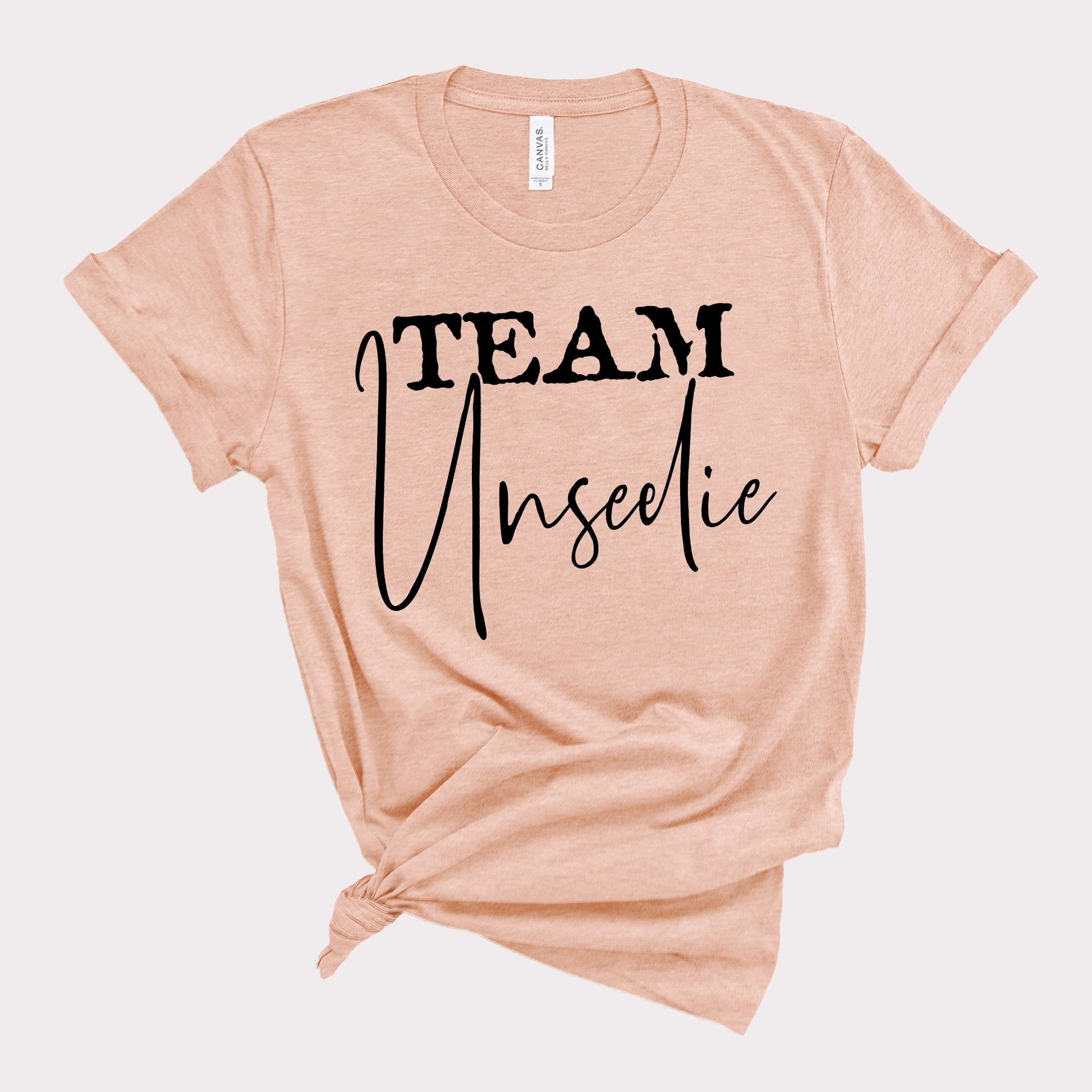 Heather Peach shirt that say Team Unseelie