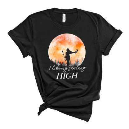 I like my fantasy high female warrior with dragon against an orange full moon