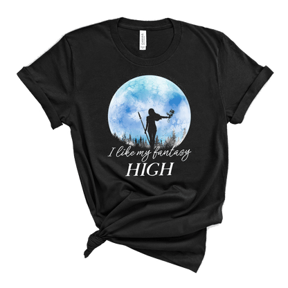 I like my fantasy high female warrior with dragon against a blue full moon