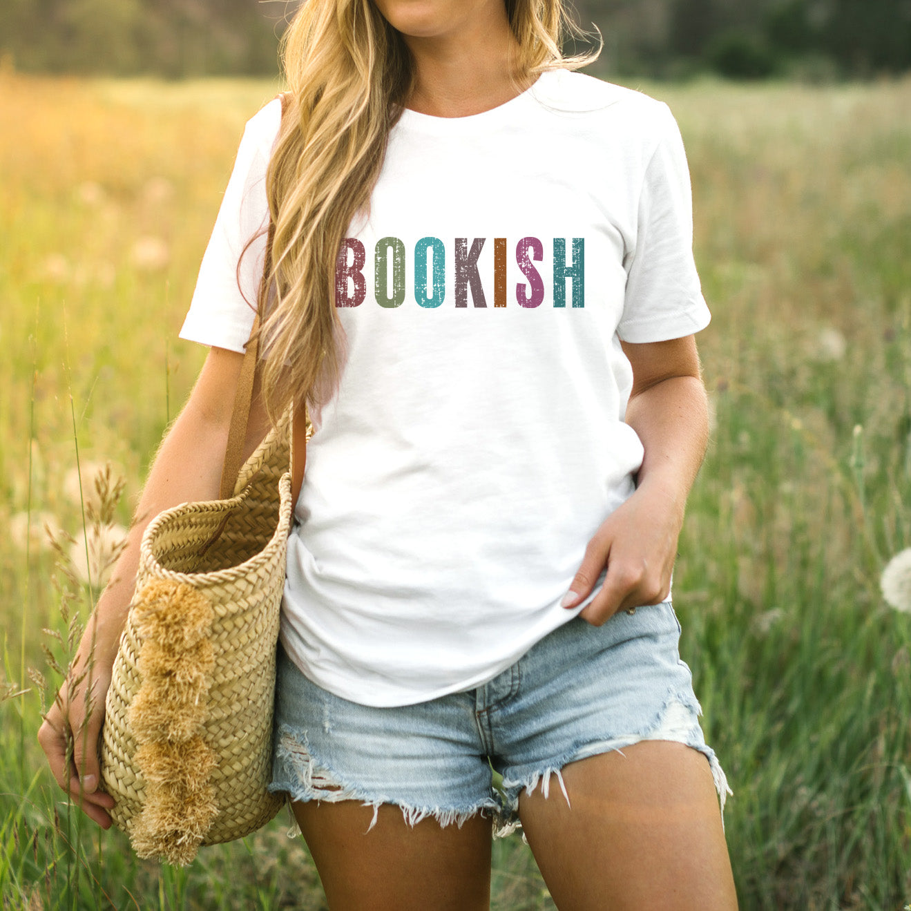 Woman in a Bookish T-Shirt